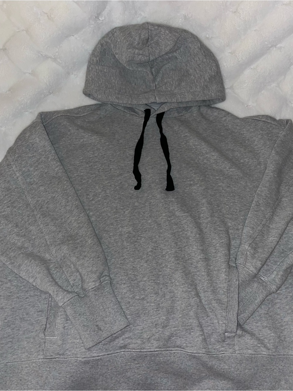 aerie Gray Hooded Sweatshirt with Black Drawstrings